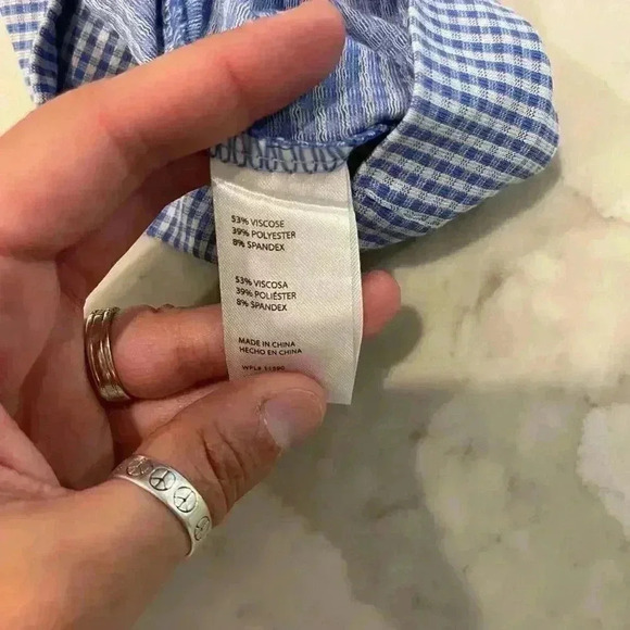 Weatherproof Vintage Blue Gingham Long Sleeve Hoodie Sweatshirt Women's Medium - Picture 5 of 5